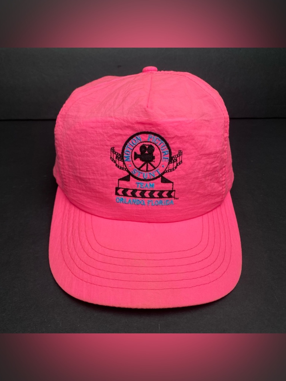 VTG Orlando, Florida Motion Picture Stunt Team Pink Trucker Hat‎ Snapback Retro